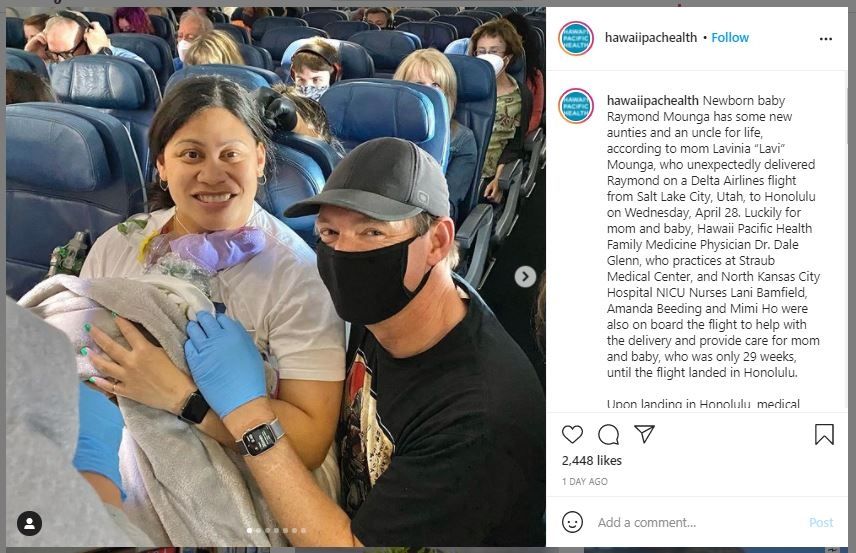 Tak Sadar sedang Hamil, Ibu Ini Melahirkan di Atas Pesawat (instagram.com/hawaiipachealth)