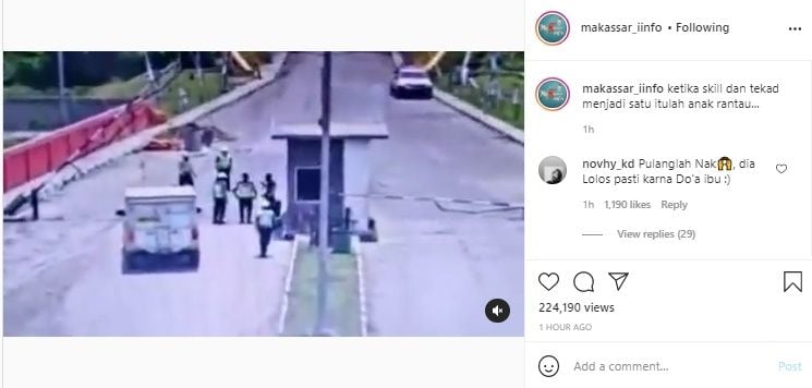 Viral Video Skill Dewa Pemudik Lewati Blokade Polisi. (Instagram/@makassar_iinfo)