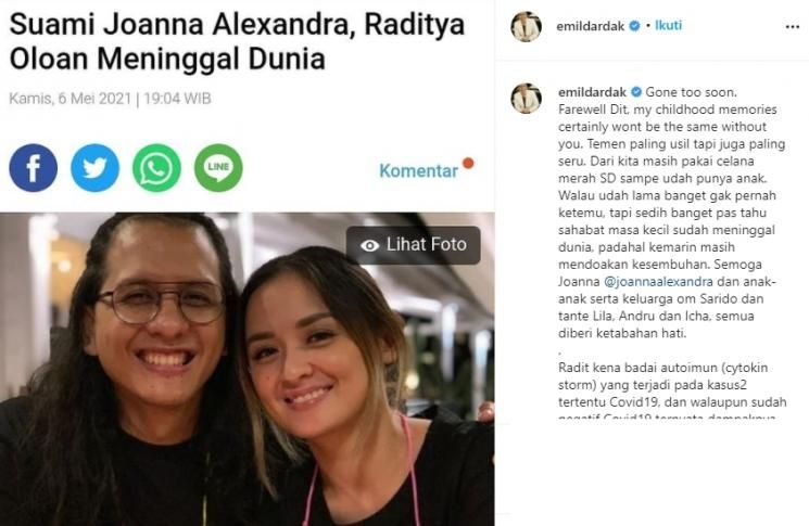 Emil Dardak kenang Raditya Oloan (Instagram/@emildardak)