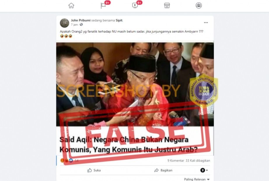 Benarkah Said Aqil Sebut Arab Negara Komunis, Bukan China? (Turnbackhoax.id)