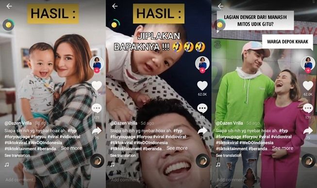 Ibu hamil minta Adipati Dolken cs elus perut biar anak mirip. (TikTok/@dazenvrilla)