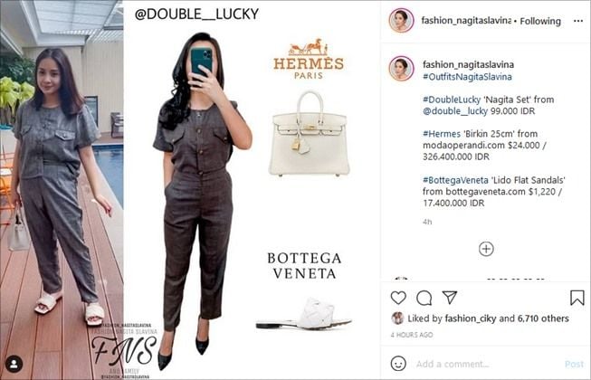 Jarang-Jarang, Nagita Slavina Ketahuan Pakai Baju Seharga Rp99 Ribu. (Instagram/@fashion_nagitaslavina)