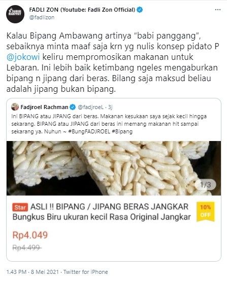 Pidato Jokowi soal Bipang, Fadli Zon: Sebaiknya Minta Maaf ...