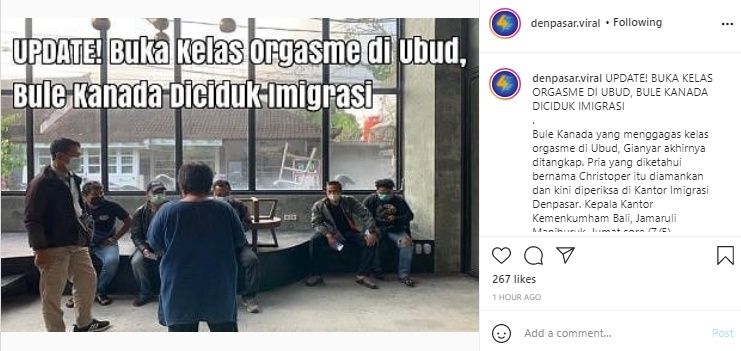 Geger Bule Buka 'Kelas Orgasme' di Bali. (Instagram/@denpasar.viral)