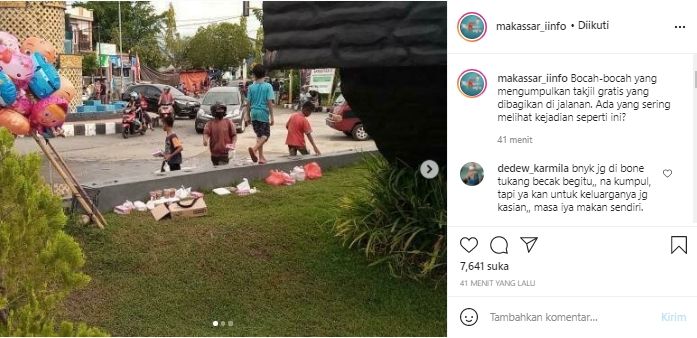 Viral Bocah Serbu Pembagian Takjil Gratis, Hasil Ditimbun Sampai Menggunung (Instagram/makassar_iinfo).