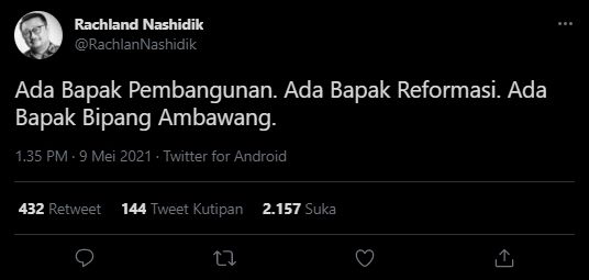 Cuitan Rachland Nashidik. (Twitter)