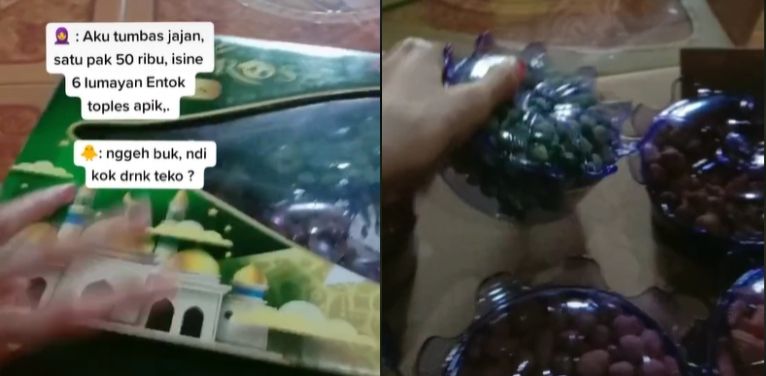 Beli Parcel Lebaran Harga Miring, Wanita Ini Kecewa Berat Pas Buka Kardusnya (TikTok/@sayata20).