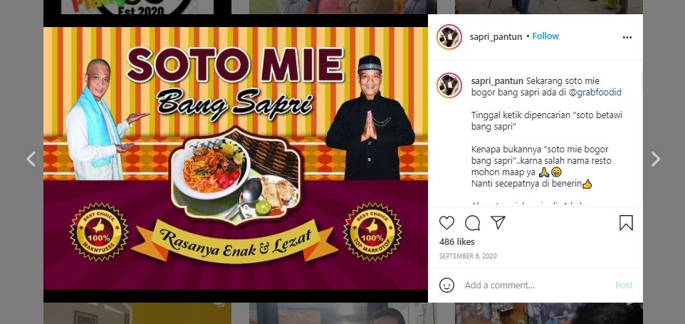 Mengenang Sosok Sapri Pantun, Ternyata Punya Sederet Bisnis Kuliner. (Instagram/@sapri_pantun)