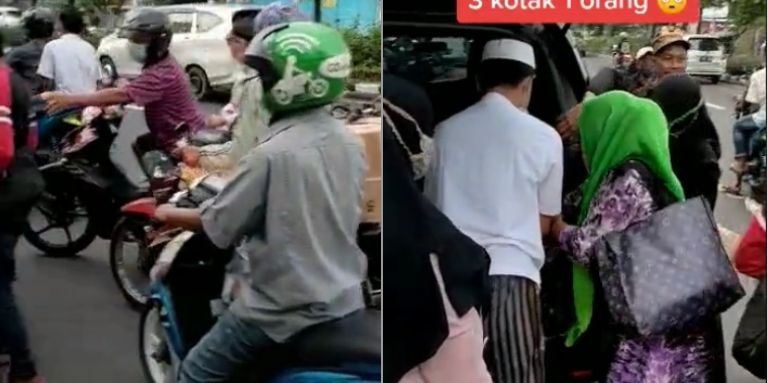  Emak-emak serobot antrean pembagian takjil gratis (TikTok).