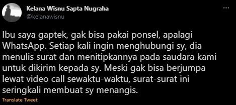 Kisah Kasih Ibu Ini Telaten Kirim Surat ke Anak Bikin Mewek. (Twitter/@kelanawisnu)