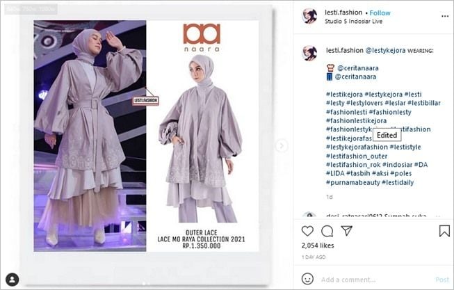 Cakep Banget Dipakai Lesti Kejora, Warganet Kaget Lihat Harga Asli Baju Ini. (Instagram/@lesti.fashion)