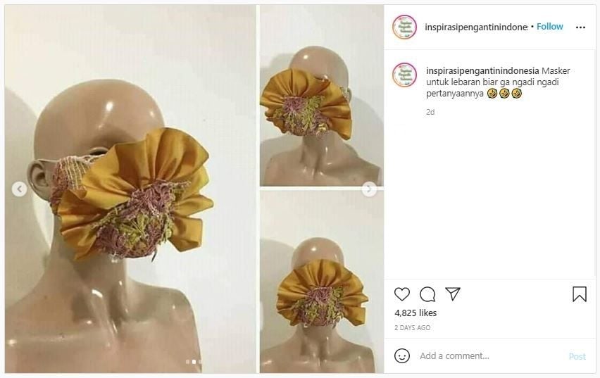 Viral Desain Masker untuk Menghindari Pertanyaan saat Lebaran (instagram.com/inspirasipengantinindonesia)