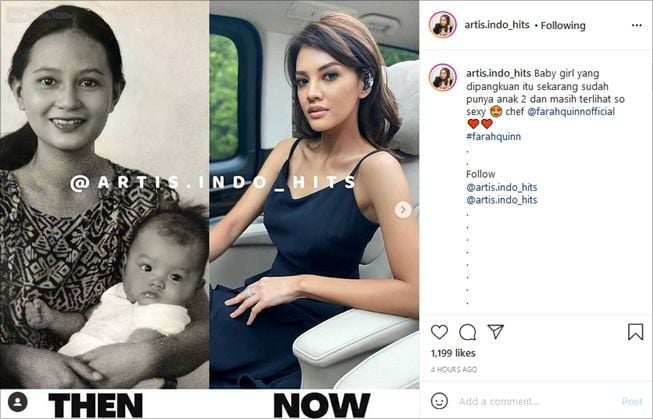 Foto Lawas Disorot, Wajah Cantik Ibunda Farah Quinn Kejutkan Warganet. (Instagram/@artis.indo_hits)