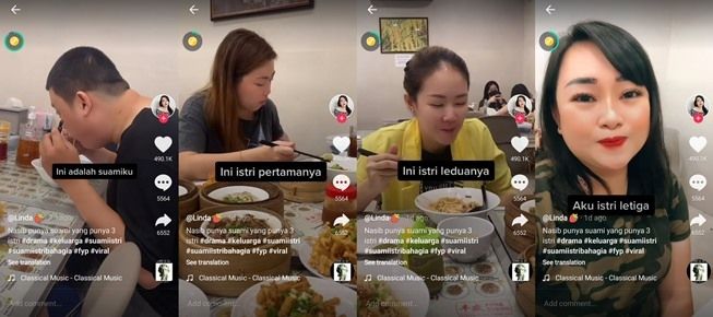 Viral Pria Poligami, Tiga Istri Punya Jadwal Tidur dan Hamil Masing-Masing. (TikTok/@melinda.frederica