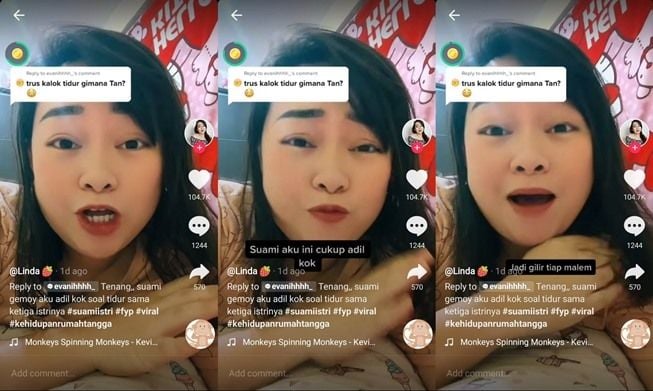 Viral Pria Poligami, Tiga Istri Punya Jadwal Tidur dan Hamil Masing-Masing. (TikTok/@melinda.frederica