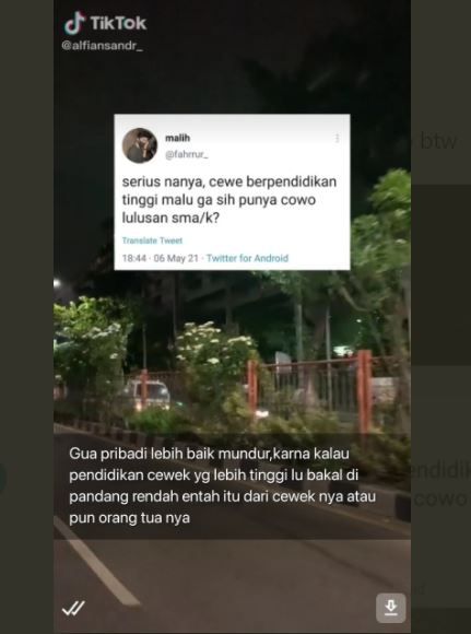 Viral Pria Pilih Mundur Jika Pendidikan Cewek Lebih Tinggi, Publik Terpecah (twitter.com/AREAJULID)