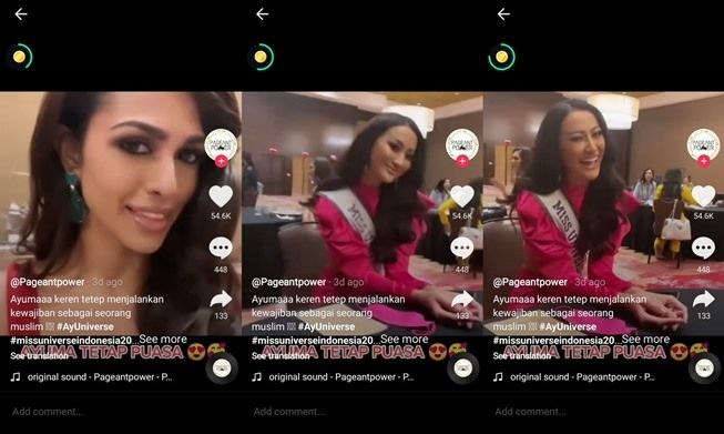 Tetap Puasa saat Karantina Miss Universe 2020, Ayu Maulida Jadi Sorotan. (TikTok/@pageantpower)