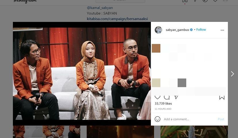 Posisi duduk Nissa Sabyan disorot [Instagram]