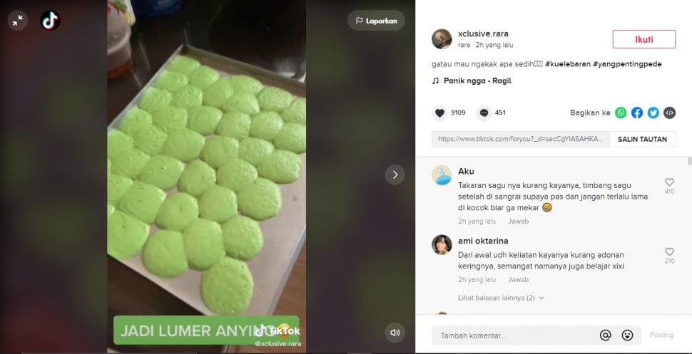 Kue lebaran gagal, bikin warganet ngelus dada (TikTok).