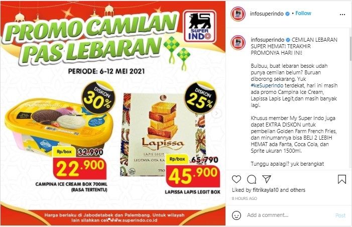 Belanja Lebaran Super Hemat, Jangan Lewatkan 3 Promo dari Swalayan Ini. (Dok: Instagram/infosuperindo)