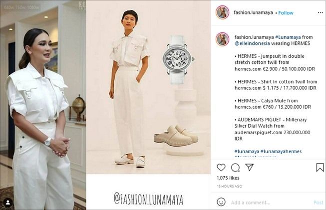 Sederhana Serba Putih, Tak Disangka OOTD Luna Maya Ini Capai Rp300 Juta. (Instagram/@fashion.lunamaya)