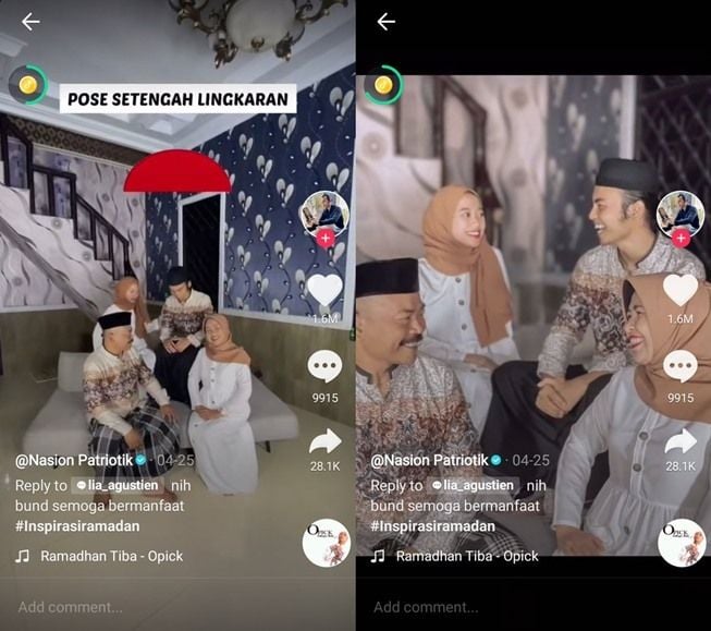 Ide pose foto Lebaran bersama keluarga. (TikTok/@nasionp)