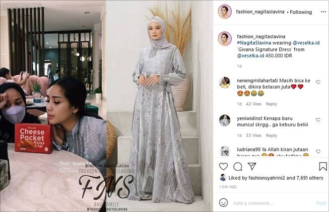 Gamis Nagita Slavina Harganya Cuma Segini, Warganet: Cocok Nih Buat Lebaran. (Instagram/@fashion_nagitaslavina)