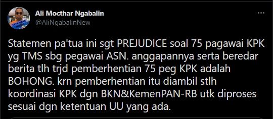 Cuitan Ali Ngabalin. (Twitter)