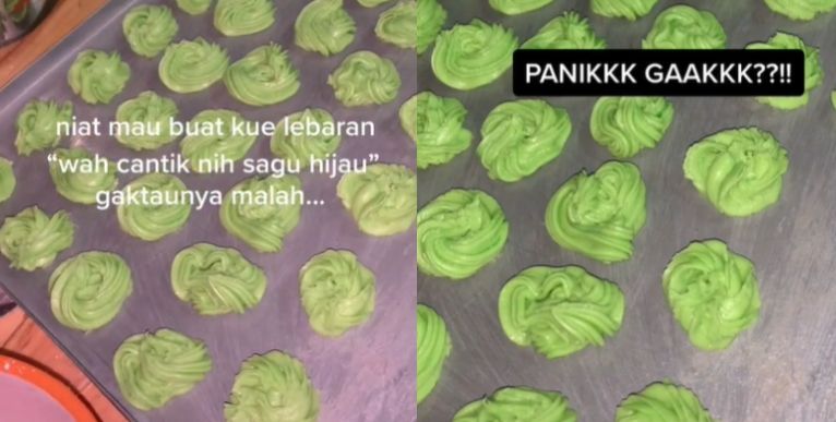 Kue lebaran gagal, bikin warganet ngelus dada (TikTok).