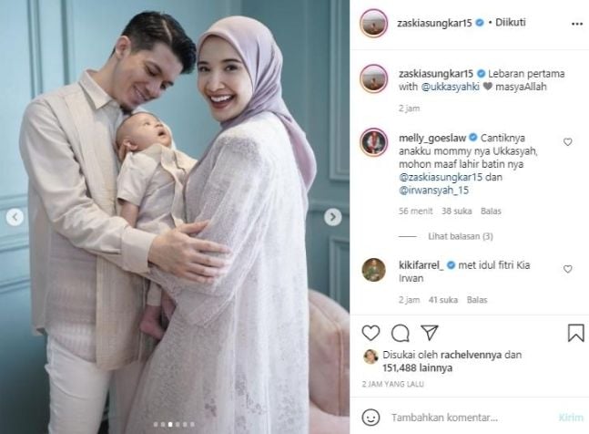 Potret lebaran keluarga Irwansyah dan Zaskia Sungkar. (Instagram)