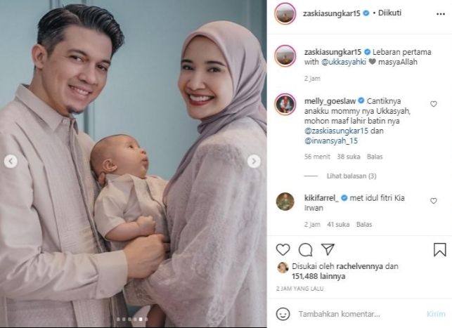 Potret lebaran keluarga Irwansyah dan Zaskia Sungkar. (Instagram)