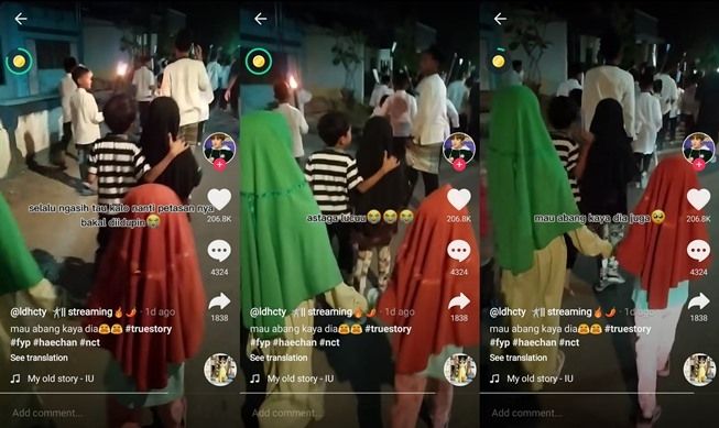 Viral Bocil Rangkul Cewek saat Takbir Lebaran, Fakta di Baliknya Bikin Haru. (TikTok/@do.ddy)