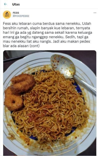 Cuitan warnaget di Twiter bikin sedih. Kisah nenek dan cucu siapkan lebaran namun tidak ada keluarga yang datang.