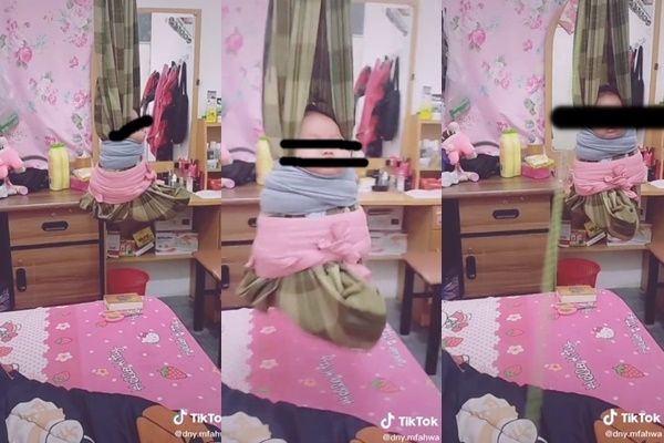 Viral Tradisi Pukung Bayi Bikin Syok Warganet. (TikTok/@dny.mariatulfahwa)