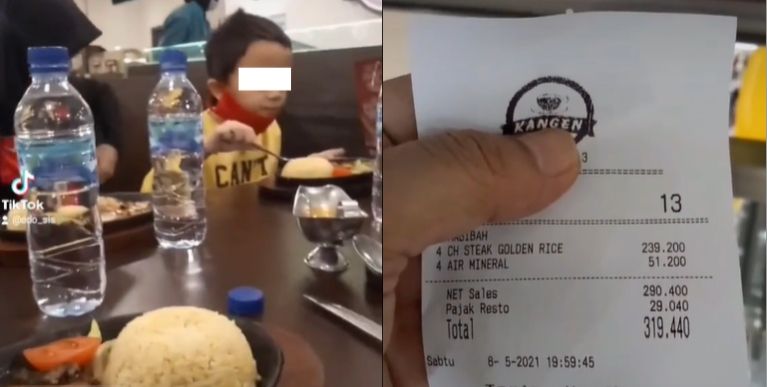 Bapak menjerit lihat harga makanan di mal (TikTok).