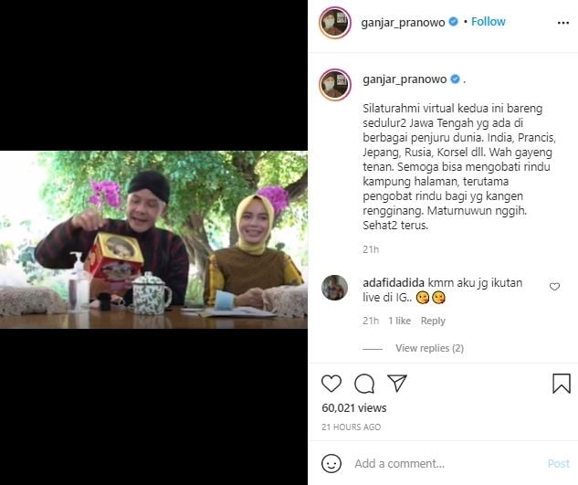 Ganjar Pranowo Pamer Kue Ini, Peserta Silaturahmi Virtual Syok Lihat Isinya. (Instagram/@ganjar_pranowo)