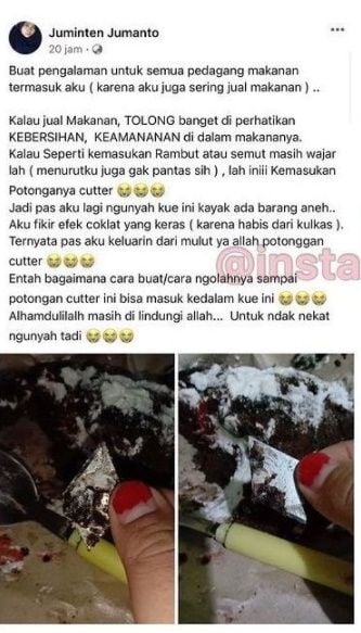 Viral Wanita Makan Kue Isi Cutter. (Twitter/@txtdrkuliner)