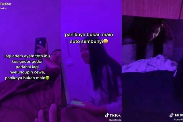 Pria Selundupkan Pacar di Kamar. (TikTok@unchkkia)