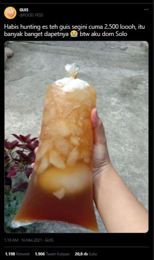 Beli Es Teh Harga Rp2.500 di Solo, Publik Kaget Pas Lihat Penampakannya. (Twitter/@FOOD_FESS)