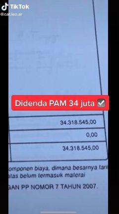 Dapat tagihan denda air PAM Rp 34 juta. (Tiktok/@cat.leo.ar)