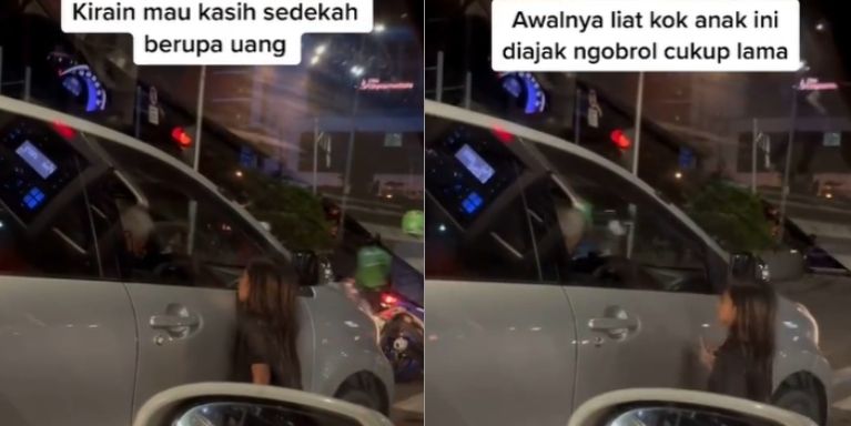 Anak jalanan diberi barang berharga oleh pengendara mobil (TikTok).