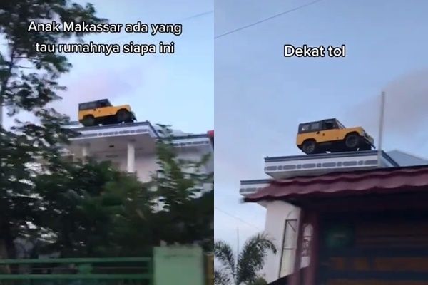 Viral Mobil Parkir Di Genteng Rumah Mewah Bikin Melongo. (TikTok/@indomieseleraku.7)