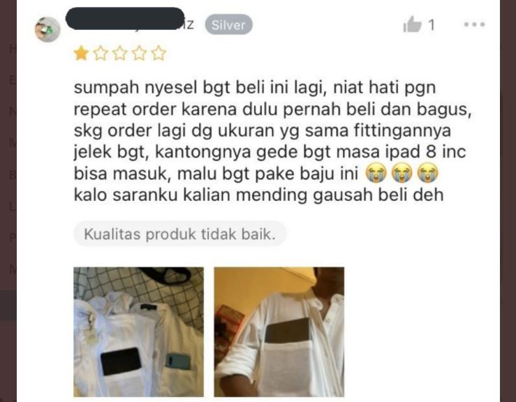 Beli Kaos, Pria Ini Malu Lihat Ukuran Kantong Raksasa (twitter.com/txtdarionlshop)