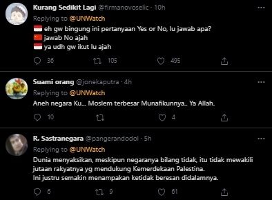 UN Watch Masukkan Indonesia ke Daftar Negara 'Memalukan'. (Twitter/@UNWatch)