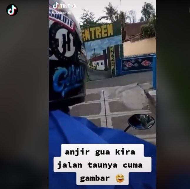 Mural mirip jalanan bikin pengendara terkecoh (tiktok)