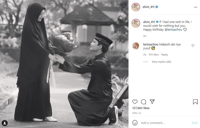 Potret kebersamaan Alvin Faiz dan Larissa Chou. (Instagram/alvin_411)