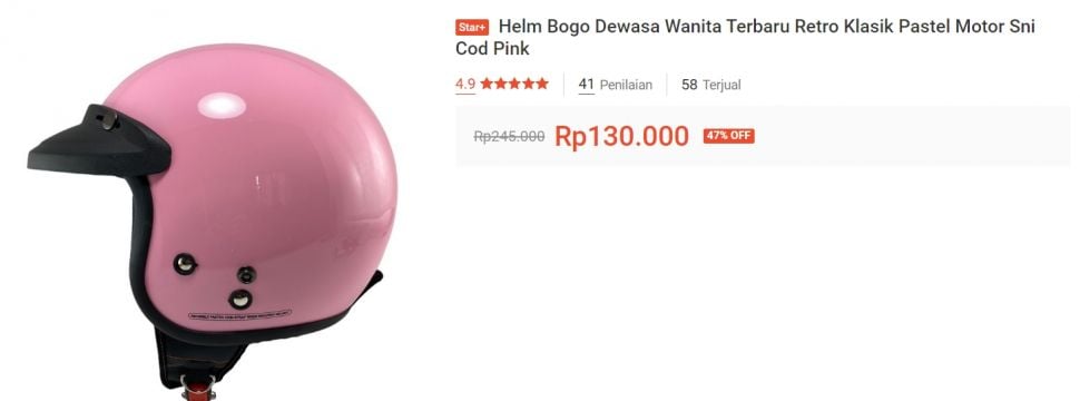 Alternatif helm Lisa Black Pink. (dari berbagai olshop Indonesia)