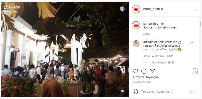 Viral video pesta ulang tahun Gubernur Jatim Khofifah (Instagram/lambe_turah).