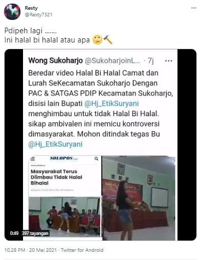 Camat di Sukoharjo hadiri halalbihalal PAC PDIP (Twitter)