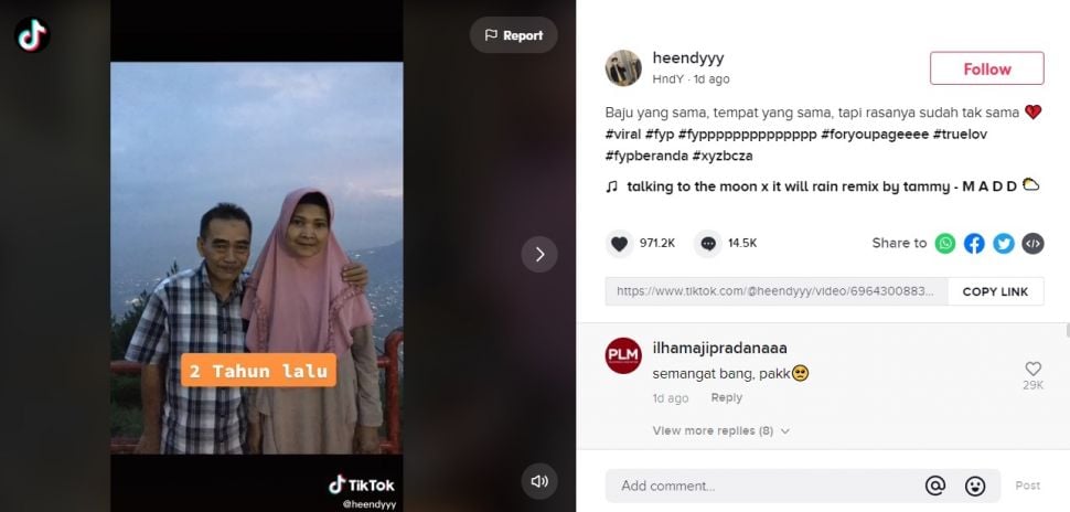 Kisah Sedih Ayah Pakai Baju Sama di Tempat yang Didatangi Ibu. (TikTok/@heendyyy)